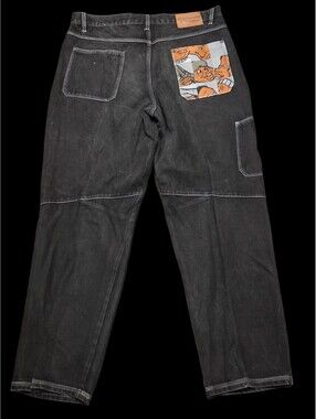 Vintage Platinum FUBU Fat Albert Black Denim Baggy Jeans 38 X 34